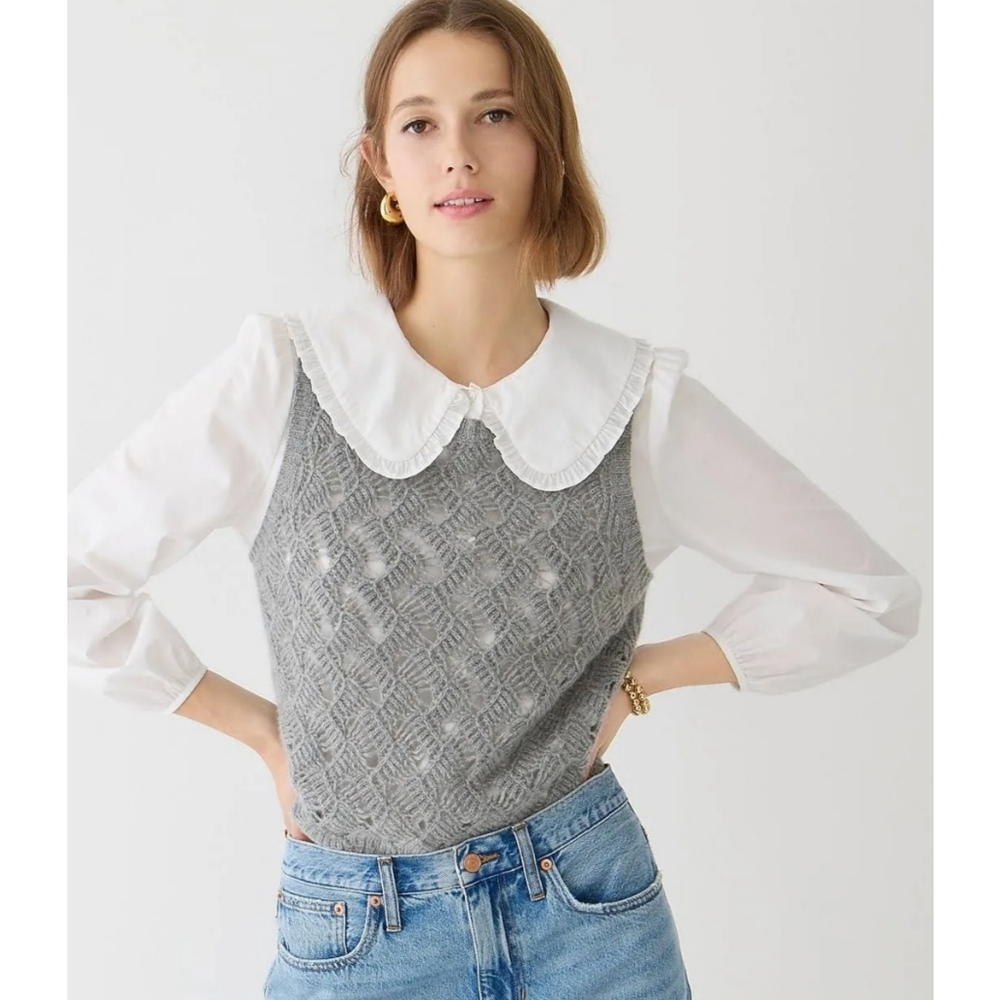 21. J.Crew Cashmere pointelle sweater shell - Picture 2 of 11